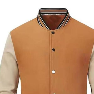 Veste universitaire homme en laine/polyester, couleur unie, style décontracté, col montant, manches classiques, style automne, fermeture à bouton unique, coupe-vent - Product Image 4
