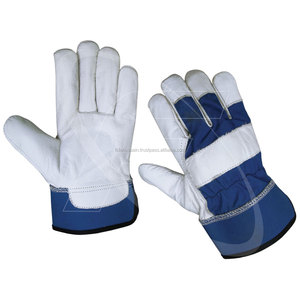 Venta al por mayor de guantes de cuero de vaca de trabajo de cuero dividido de Pakistán con guantes de cuero de construcción de tela de algodón amarillo - Product Image 2