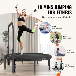 Mini Trampolín Plegable de 52 Pulgadas para Fitness, Silencioso y Estable, con 4 Patas, Carga Máxima de 450 Libras, Trampolín para Ejercicio - Product Image 6