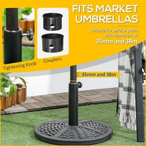 Supporto per ombrellone da patio rotondo resistente da 18 pollici con design in rattan, 21 libbre. Nero - Product Image 4