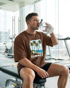 Heavy Weight 100% Cotton Oversized T-<b>Shirt</b> Men 220 Grams Shoulder Custom Printing Hip Hop Plus Size 100% Cotton Blank Boxy Men's - Product Image 3