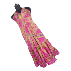 Nuevo Vestido Bohemio Hippie para Mujer, Estilo Sari Indio de Seda, Elegante Vestido de Noche sin Mangas para Damas - Product Image 4