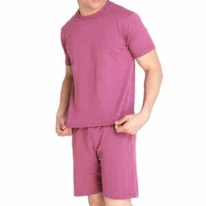 Ensemble décontracté deux pièces pour homme : T-shirt à manches courtes et short en coton biologique 100 % délavé à l'acide, écologique et confortable - Product Image 3