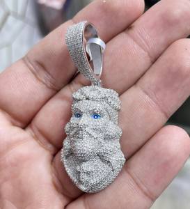 Pendentif Tête de Jésus Bling Iced Out en Moissanite VVS, Argent Sterling 925, Bijoux Hip Hop de Luxe pour Hommes, Testé et Approuvé - Product Image 4