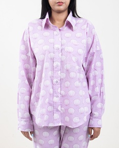 Última colección de conjuntos de cordón de algodón de color rosa claro para mujeres y niñas camisas y pantalones de algodón - Product Image 4