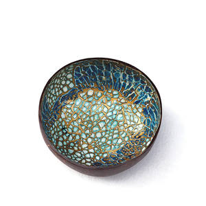 Custom Blue Gold <b>Mosaic</b> Mother of pearl coconut bowl organic coconut shell serving bowl with unique seashell inlay craft - Product Image 1