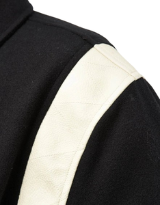 Chaquetas de béisbol de lana personalizables con rayas en los hombros, chaqueta universitaria para hombre, talla grande, abrigo de invierno con botones. - Product Image 6