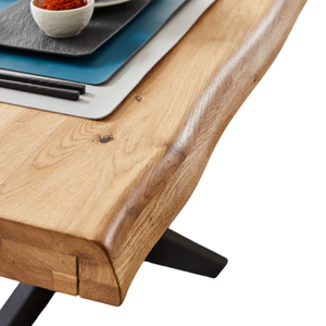 Table à manger en bois d'acacia à bord naturel de style industriel avec pieds en métal pour la maison, la cuisine, le café, les banquets de mariage, les fêtes, les restaurants - Product Image 6