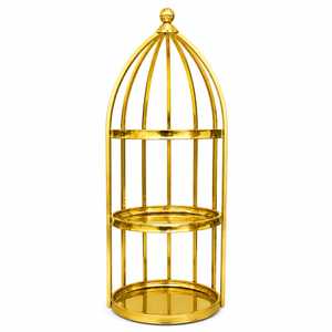 Gold <b>Bird</b> Cage Cake <b>Stand</b> Dessert Display Rack Tiered Pastry Serving Holder Party Restaurant Stainless Steel Round - Product Image 3
