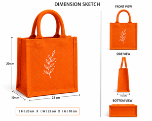 กระเป๋าช้อปปิ้งผ้ากระสอบสีส้มลายใบไม้ ขนาดเล็ก สะพายมือ ใช้ได้ทุกวัน - Product Image 2