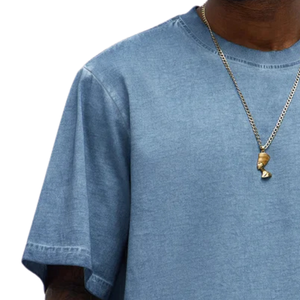 T-shirt décontracté pour homme en coton délavé bleu, coupe classique, manches courtes, col rond, style streetwear, 100 % coton, couleur unie, mode estivale, usage quotidien - Product Image 3