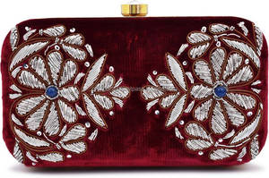 Bolso de mano con perlas bordadas y cuentas de diamantes de imitación de cristal para bodas y fiestas hecho a mano Floral nupcial, cadena étnica Unisex - Product Image 2