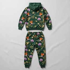 NEXTEX Ensemble de survêtement unisexe Bird Of Paradise Orchid en molleton de coton doux vert forêt, orange et violet - Product Image 2