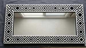 NEHA ENTERPRISES <b>Rectangular</b> Wooden Bohemian Wedding Wall <b>Mirror</b> Floral Inlay Design Handmade Traditional Framed Custom - Product Image 2