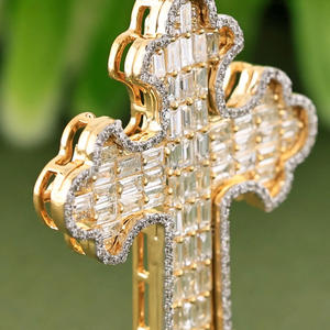 Baguette Cut Moissanite <b>Cross</b> Pendant 925 Sterling Silver Rhodium Plated Trendy Unisex Jewelry for <b>Men</b> Women Everyday Wear - Product Image 4