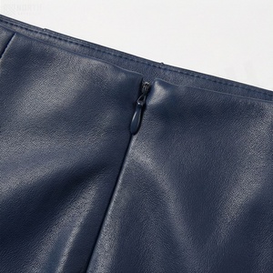 Women High Waist Faux Leather Mini Skirt <b>Asymmetrical</b> Ruched Shiny Solid Color Sexy Style All Seasons - Product Image 5