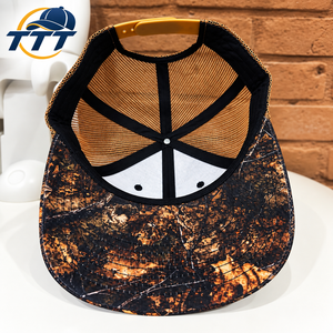 Casquette Trucker Vintage Camouflage en Maille 6 Panneaux Snapback avec Logo Brodé Fabricant Vietnamien OEM ODM Vente en Gros Casquette de Chasse Usine - Product Image 4