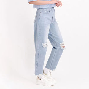 Nuevos Jeans de Mezclilla Cómodos y Holgados para Mujer, Pantalones Vaqueros Desgastados para Exteriores, Jeans Apilados para Mujer - Product Image 3