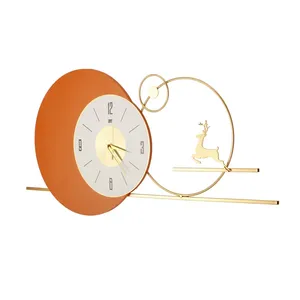 Horloge murale en métal ZE-3177Z, design géométrique abstrait, motif cerf minimaliste, horloge analogique à quartz à suspendre pour salon - Product Image 3