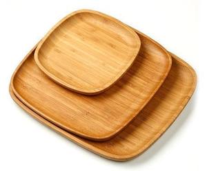 Plateau de service jetable en bois d'acacia irrégulier de haute qualité pour aliments, petit-déjeuner, dessert, avec poignée en métal - Product Image 2