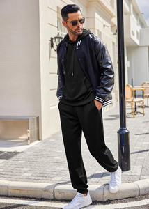 Survêtement d'été léger pour homme, respirant, en mélange de coton, avec capuche, coupe ajustée, pantalon de jogging décontracté pour la gym et la course à pied - Product Image 4