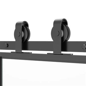 Porta Scorrevole Industriale da 6 Piedi con Ferramenta in Acciaio al Carbonio e Vetro Satinato - Product Image 3