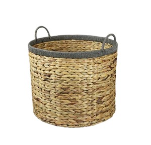 Cesta de Jacinto de Agua con Borde Gris, Cesta Decorativa Tejida a Mano para Almacenamiento en Sala de Estar, Dormitorio, Baño - Product Image 2