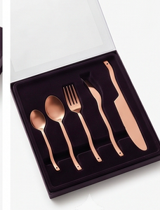 Juego de cubiertos de cobre mate, diseño minimalista, resistente al óxido, cubiertos metálicos para bodas, ocasiones especiales y uso doméstico. - Product Image 6
