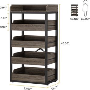 Wooden <b>Storage</b> Rack with Drawers Snack & <b>Basket</b> Rack Multi-Use <b>Storage</b> <b>Unit</b> - Product Image 6