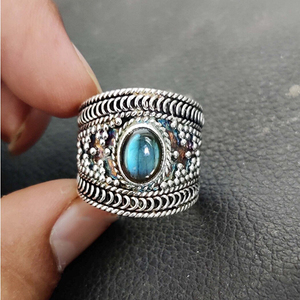 Anillo de labradorita azul fuego natural, plata de ley 925, joyería con piedra preciosa de labradorita, anillo de boda, regalo para niñas y mujeres - Product Image 4