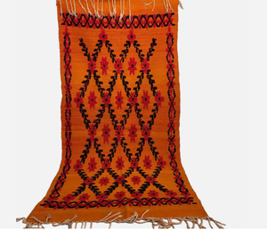 Tapis noué à la main de luxe marocain en laine orange et noire, rembourré, résistant aux taches, antidérapant, à poils longs, pour prière, salon, hôtel - Product Image 1
