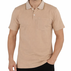 Camiseta Polo Clásica Color Beige para Hombre, Mezcla de Algodón Suave de Primera Calidad con un Corte Elegante para una Mayor Transpirabilidad - Product Image 1