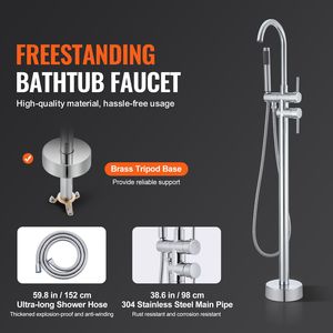 Rubinetto per vasca da bagno con doccia a pioggia, bocca girevole a 360° e due modalità di erogazione dell'acqua per vasca freestanding - Product Image 2