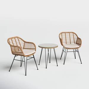 3-Piece Rattan Seating Group with <b>Cushions</b> Outdoor Patio Conversation Garden Set - Product Image 4