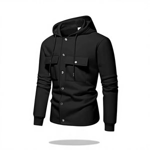 Sweat-shirt à col rond pour homme en tissu éponge doublé, manches longues, non extensible, infroissable, lavable en machine, style décontracté - Product Image 1