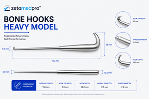 Gancho para huesos modelo pesado con opciones de punta afilada o roma, longitud total 9in 22.9cm ZETOMEDPRO - Product Image 6