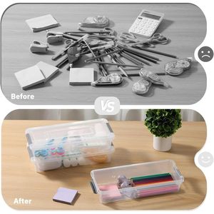 Contenitori di Plastica Trasparente con Manico Grigio e Coperchi Resistenti, Scatole Impilabili per Organizzazione e Conservazione Artigianale - Product Image 4