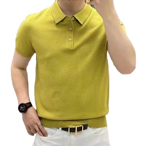 Jersey elegante para hombre con cuello abatible para camisas para Primavera Verano moda Casual suelto sólido secado rápido manga corta - Product Image 1