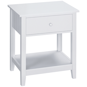Modern 2-Tier White <b>Side</b> <b>Table</b> Living Room Console <b>Table</b> with Drawer and <b>Storage</b> Shelf Elegant End <b>Table</b> - Product Image 1