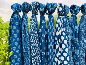 100% Pure Cotton <b>Sarong</b> Custom Indigo Floral Block Printed Wrap for Beach Vacation or Spa Use 1 Piece - Product Image 4