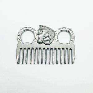 Cepillo de acero inoxidable para caballos con mango, peine de metal reutilizable para el cuidado y aseo de animales, peine para el aseo de caballos con mango, peine para ovejas - Product Image 5
