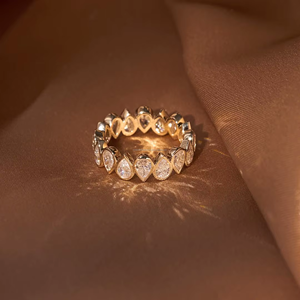 Anillo Unisex de Oro Blanco de 10K/14K/18K con Corte de Pera Cultivado en Laboratorio IGI, Estilo Vintage, con Engaste de Bisel, para Boda/Compromiso, Aniversario, Fiesta - Product Image 1