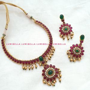 Matte Gold Atigai <b>Necklace</b> with Kemp Embellishment for Casual Style - Product Image 1