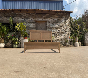 Ensemble de chambre à coucher style campagne française, table à manger rustique en bois massif, chêne du Vietnam, noyer, aulne, acacia, pin, rotin - Product Image 5