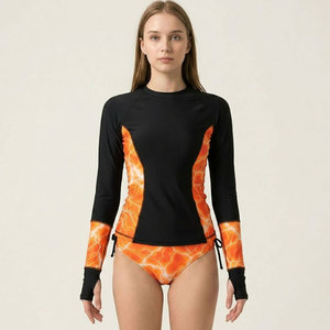 Ensemble de maillots de bain 2 pièces pour femmes, haut à manches longues et bas assorti, vêtements de plage d'été - Product Image 1