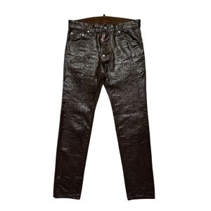 Pantalones vaqueros de mezclilla encerada de pierna ancha para hombre, talla grande, corte holgado, cintura media, color liso, algodón, casuales, con cierre de botón, tela tejida - Product Image 4