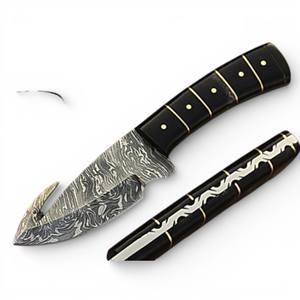 Cuchillo de Caza de Acero de Damasco Hecho a Mano, Personalizable, DIY, OEM, con Mango de Cuerno de Búfalo, Cuchillo de Camping para Exteriores Hecho a Medida - Product Image 1