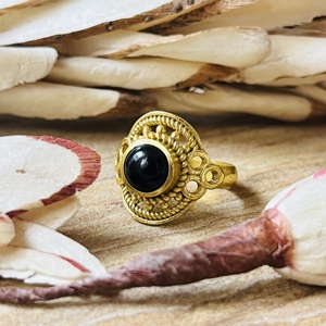 Latest Design Black Onyx <b>Rings</b> Boho Tribal Silver Eye Certified Brass Jewelry Women 18k <b>Gold</b> Plated Filigree <b>Cocktail</b> - Product Image 4