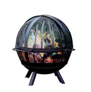 Brasero de Acero para Exteriores con Cubierta Protectora Contra Chispas y Parrilla, Brasero de Leña para Patio y Jardín, Calentador para Acampar en el Patio Trasero - Product Image 3