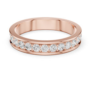 Luxury Channel <b>Set</b> Diamond Band <b>Ring</b> 18K Gold Wedding Band <b>Women</b> Half Eternity <b>Ring</b> Minimalist Fine Jewelry - Product Image 1
